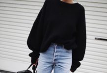 Tendance Chaussures 2017/ 2018 : Jean clair taille haute roulotté sur la cheville + ample pull-over noir = le bo…