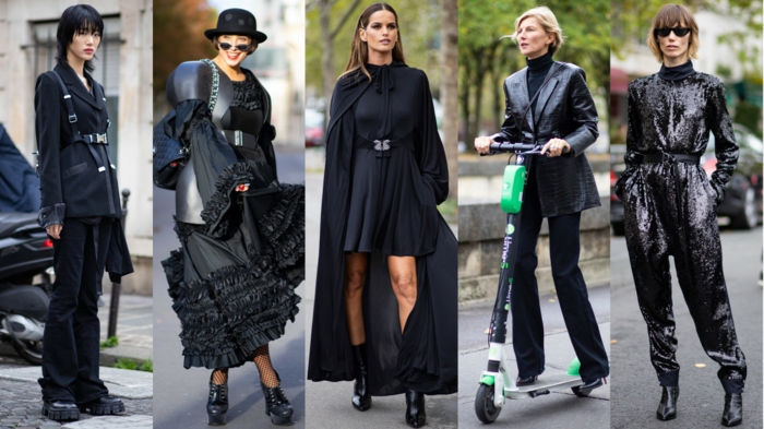 semaine de la mode a paris tenues noires tenue elegante parisienne ensemble tailleur femme chic