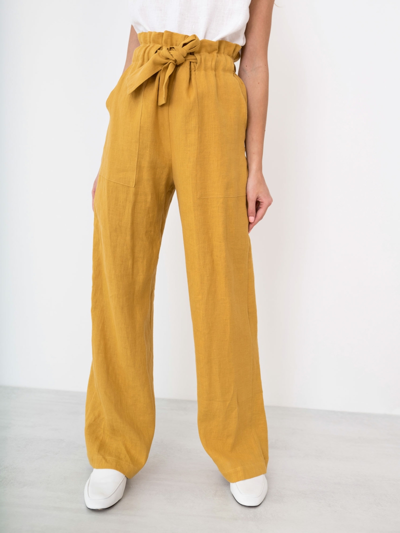 style vestimentaire ado fille 2021 pantalons jaunes en lin pour ado
