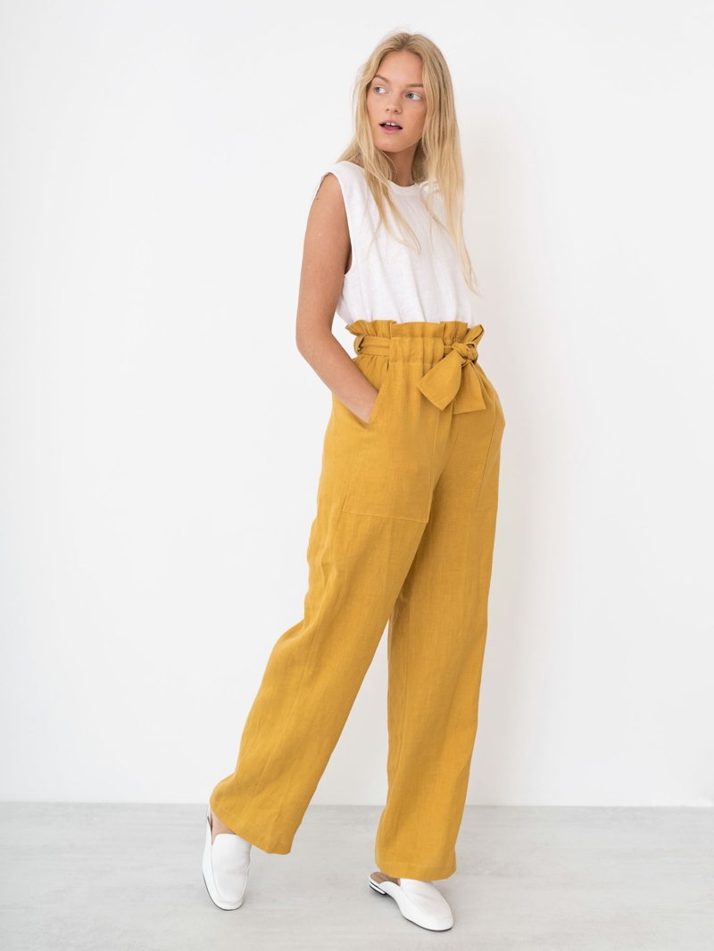 style vestimentaire ado fille 2021 pantalons jaunes en lin