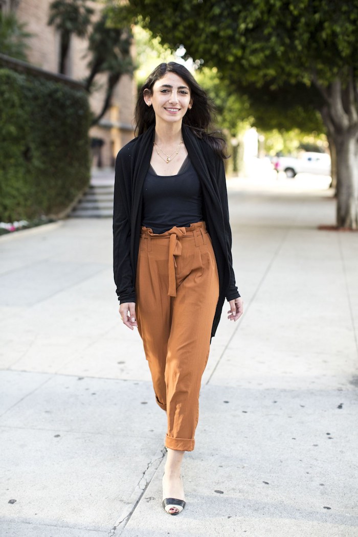 Orange pantalon moderne à taille haute, tendance 2019 pantalon carotte femme, porter un pantalon
